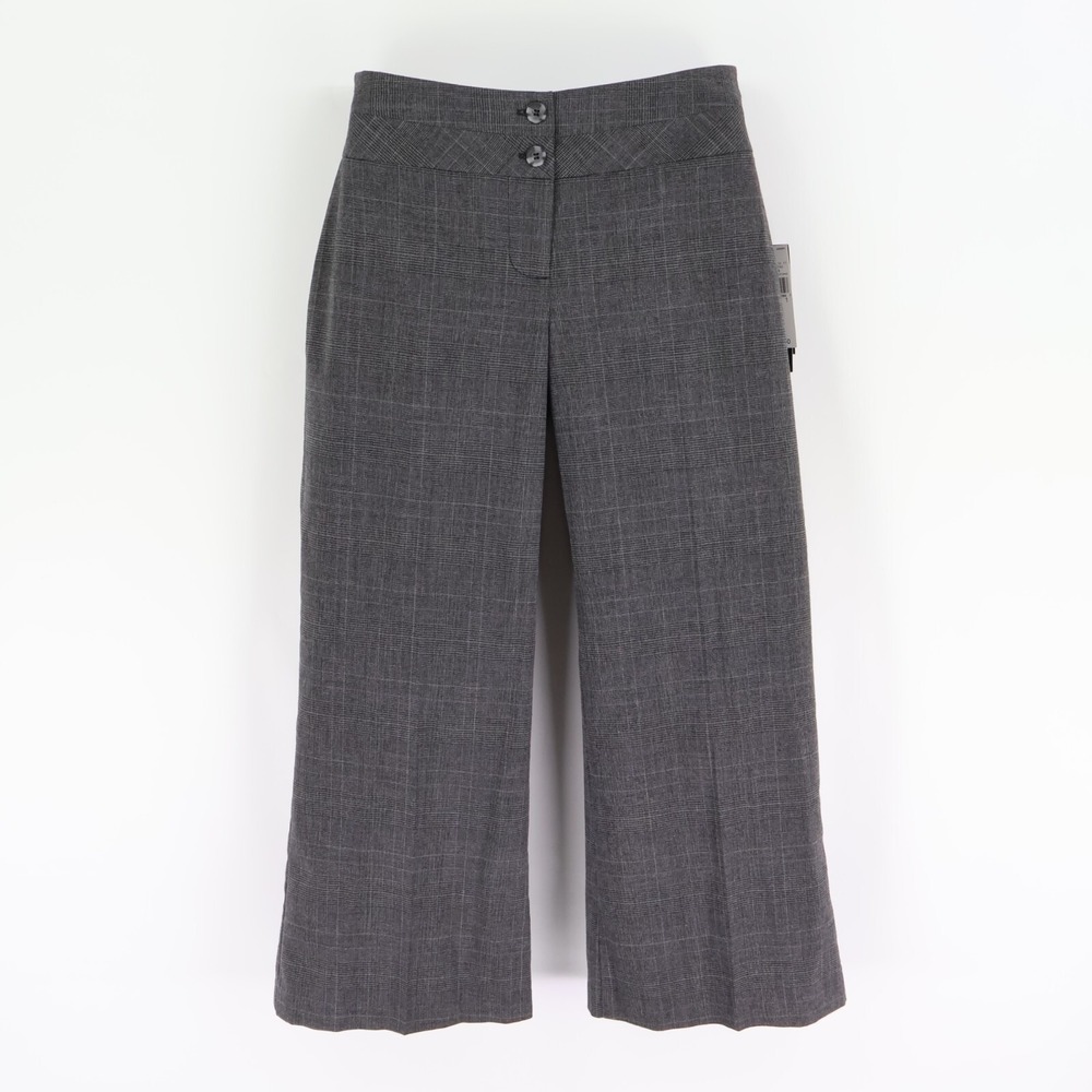 Iz Byer California Ankle Dress Pants Juniors 1 Gray Plaid Polyester Wide-Leg NWT
